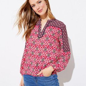 Ann Taylor LOFT Mosaic Split Neck Blouse Size XL